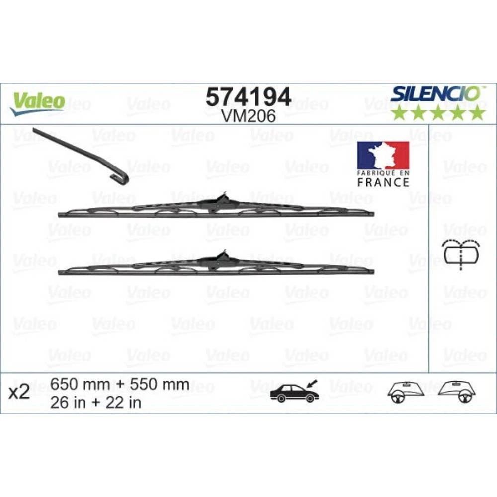 Каркасные дворники VALEO Silencio Convertional