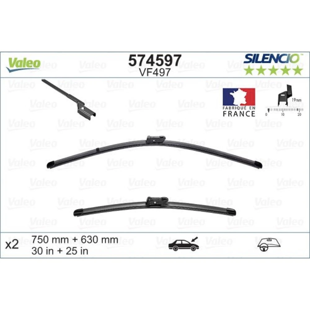 Безкаркасні щітки склоочисника VALEO Silencio Flat