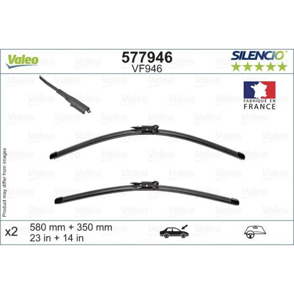 Комплект бескаркасных дворников VALEO Silencio Flat VF946 580 мм и 350 мм