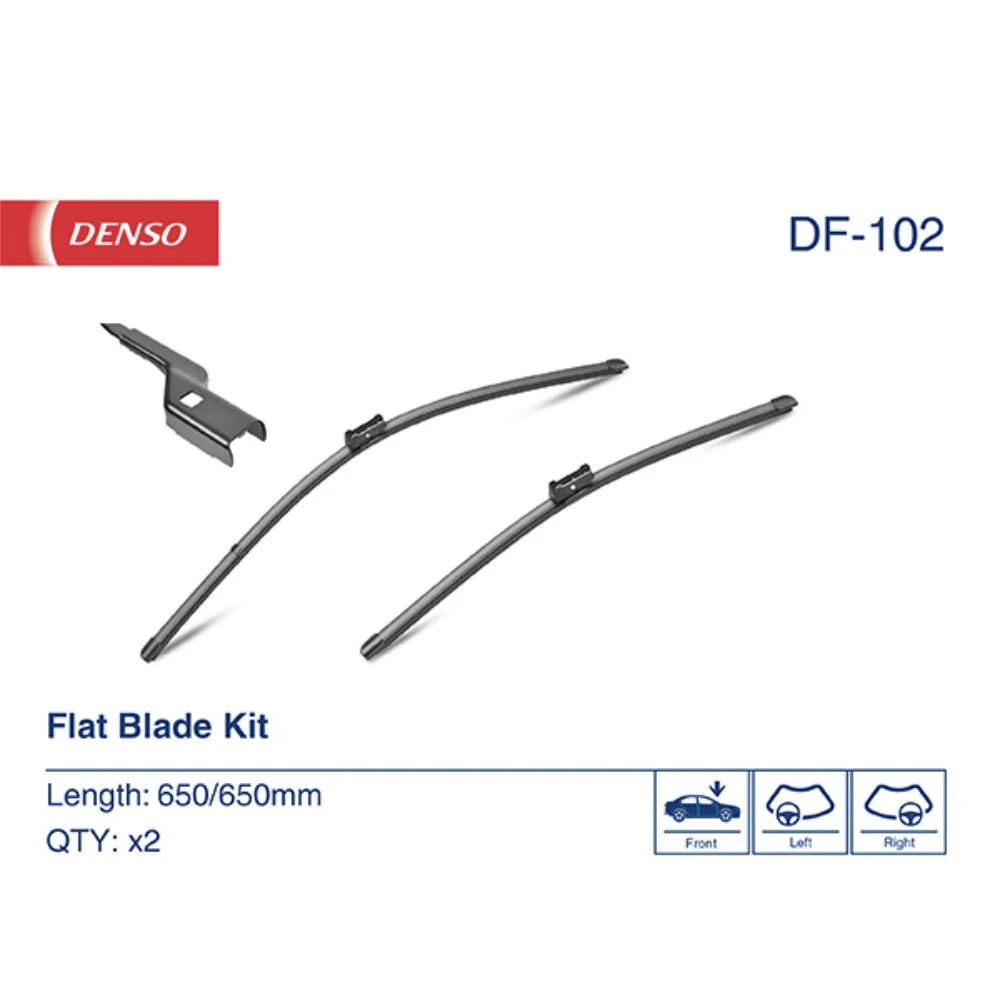 Комплект бескаркасных дворников DENSO Flat DF-102 650 мм и 650 мм