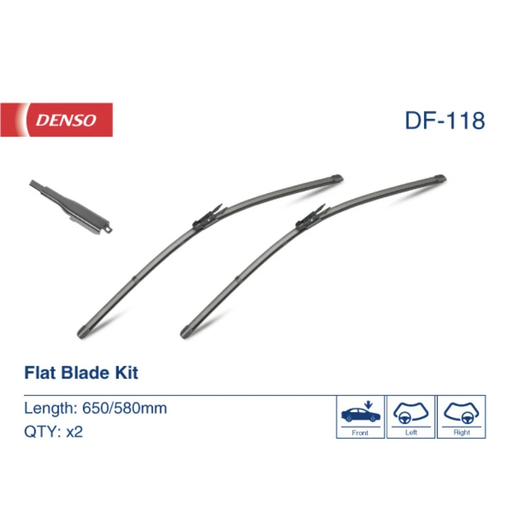 Комплект бескаркасных дворников DENSO Flat DF-118 650 мм и 580 мм