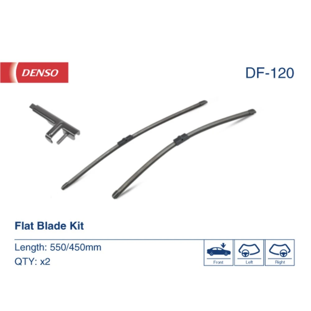 Комплект бескаркасных дворников DENSO Flat DF-120 550 мм и 450 мм