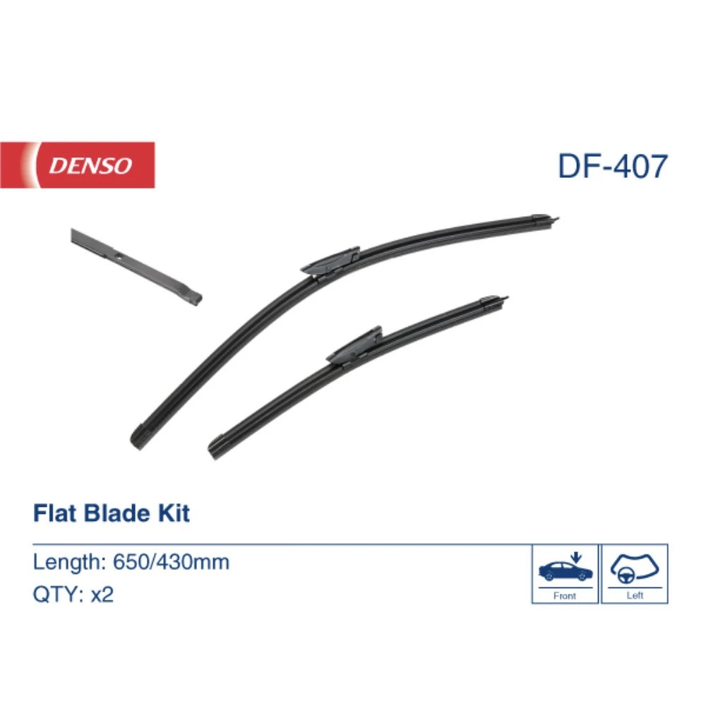 Комплект бескаркасных дворников DENSO Flat DF-407 650 мм и 430 мм