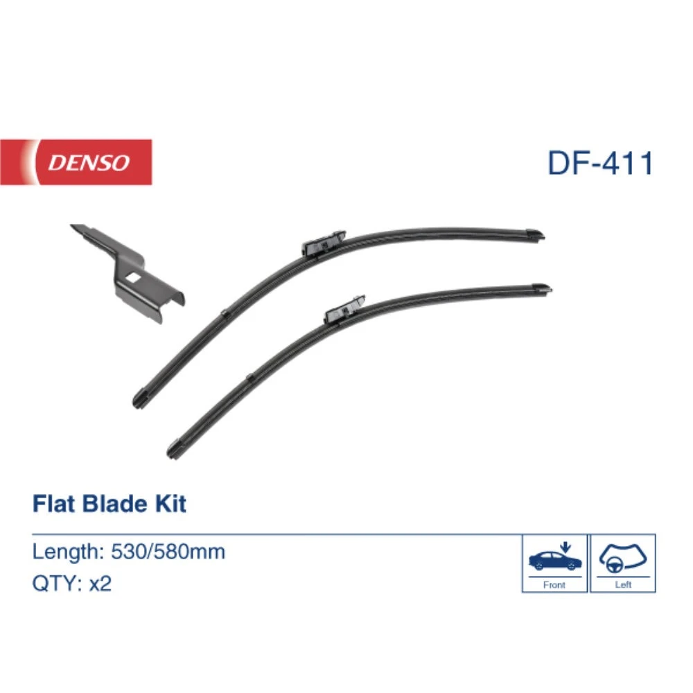 Комплект бескаркасных дворников DENSO Flat DF-411 580 мм и 530 мм