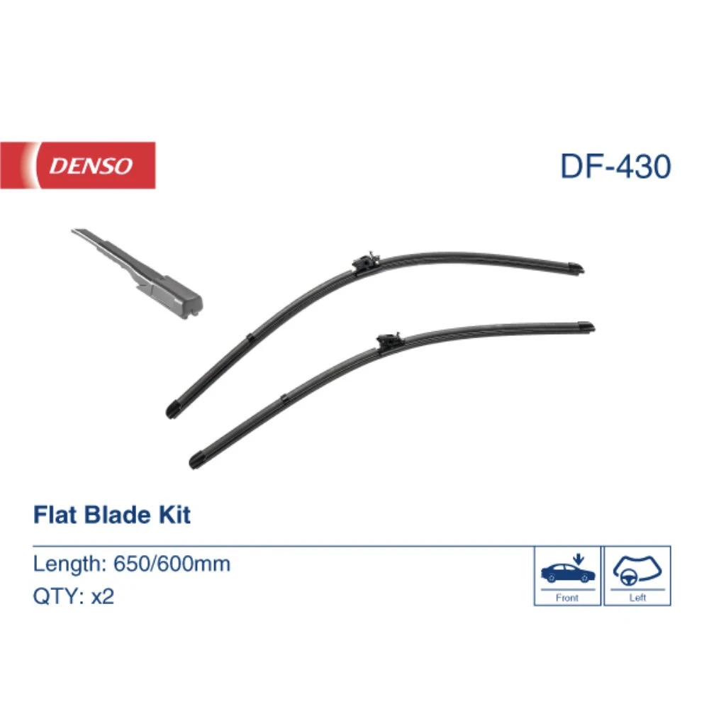 Комплект бескаркасных дворников DENSO Flat DF-430 650 мм и 600 мм