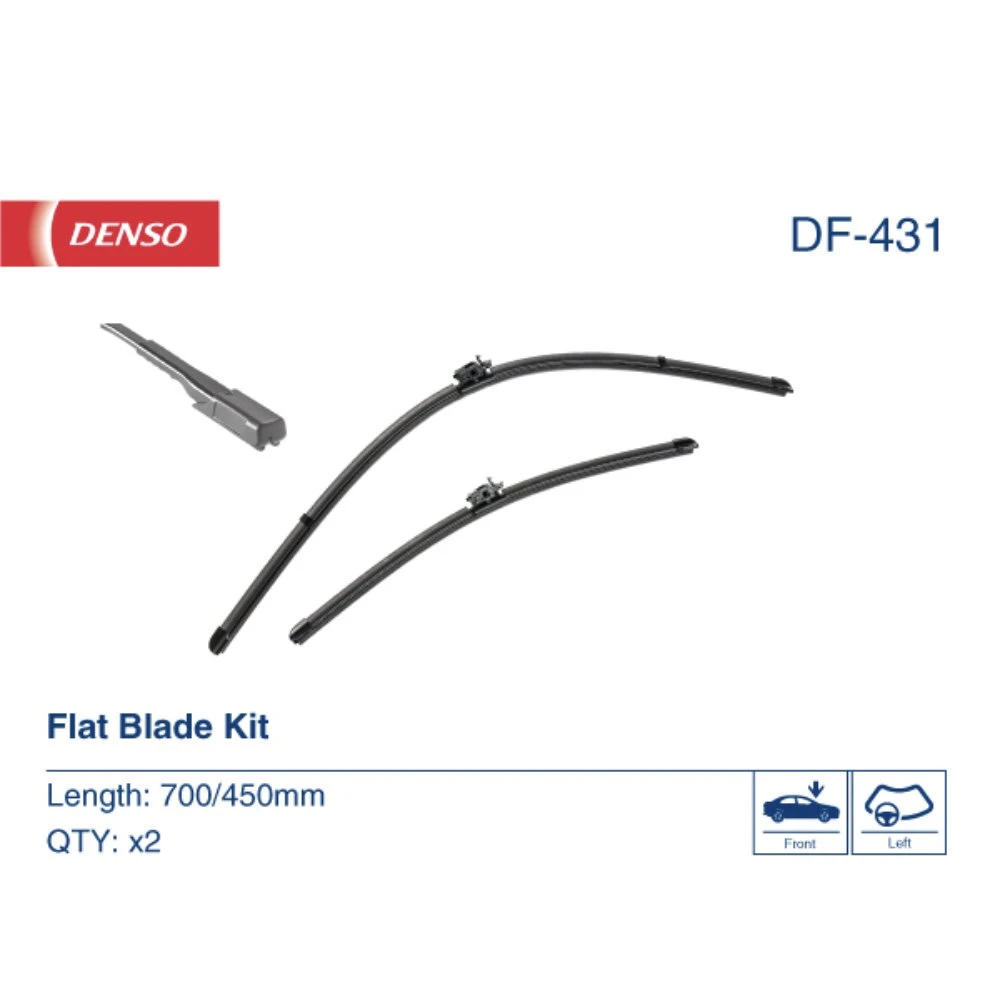 Комплект бескаркасных дворников DENSO Flat DF-431 700 мм и 450 мм