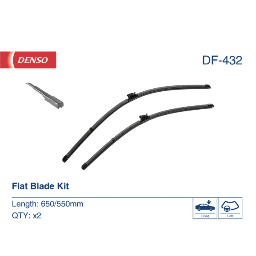 Комплект бескаркасных дворников DENSO Flat DF-432 650 мм и 550 мм