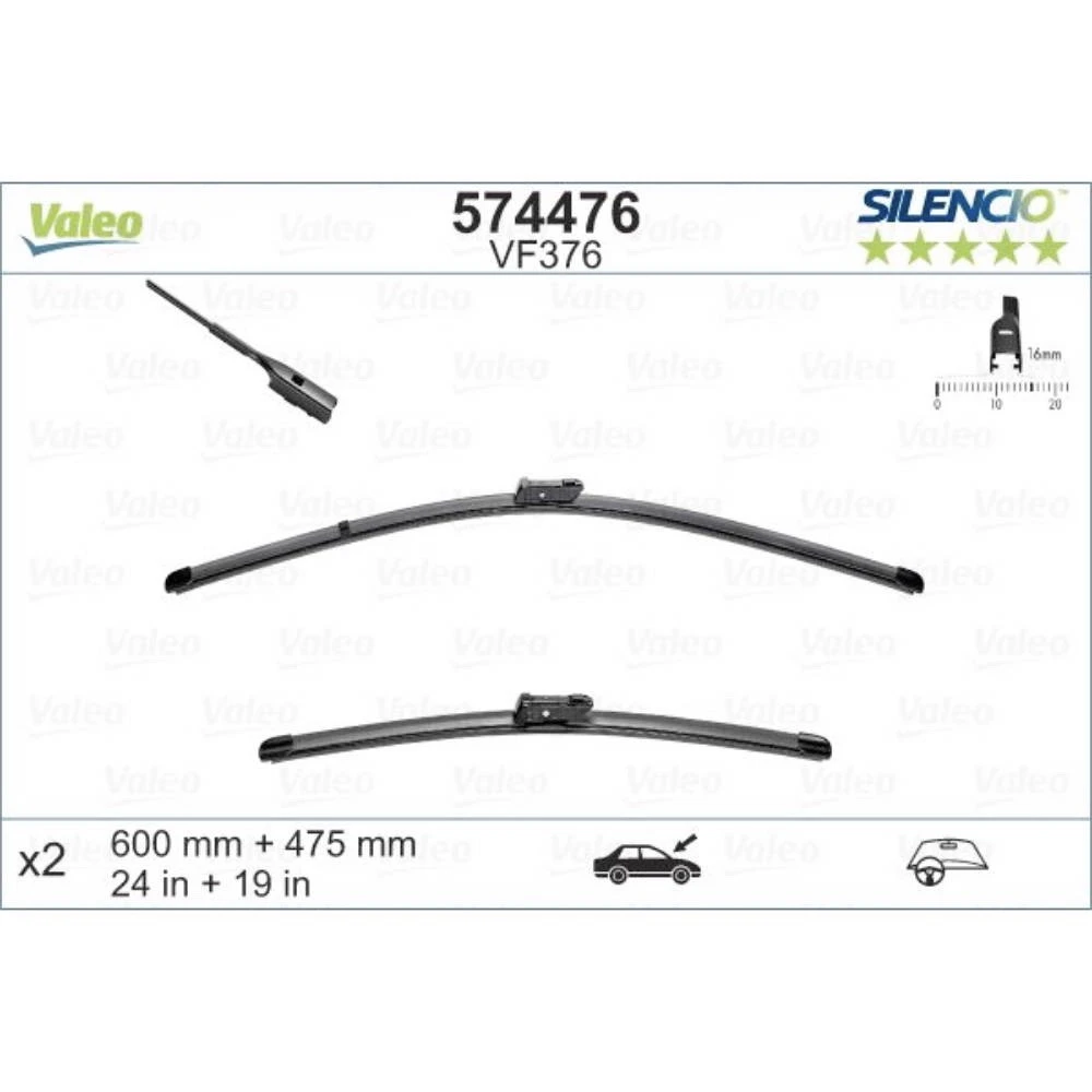 Безкаркасні щітки склоочисника VALEO Silencio Flat
