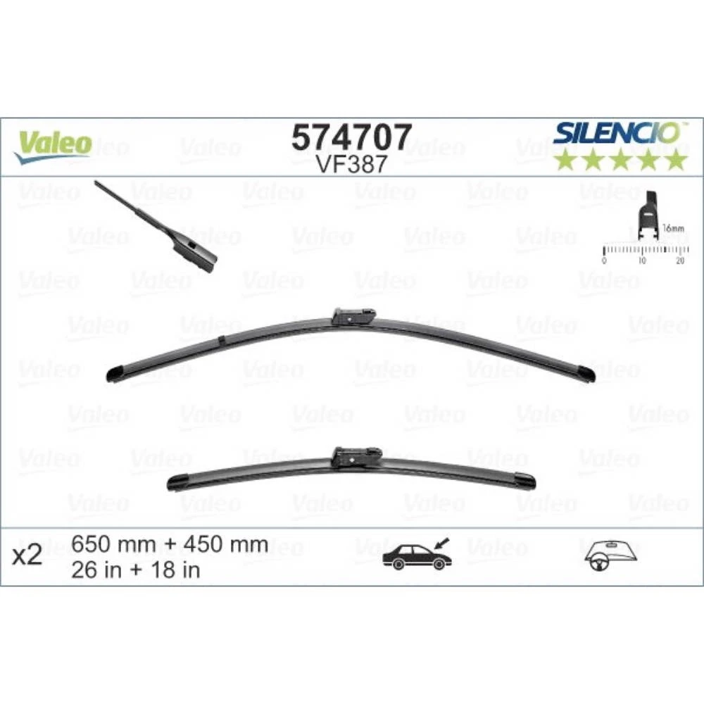 Безкаркасні щітки склоочисника VALEO Silencio Flat