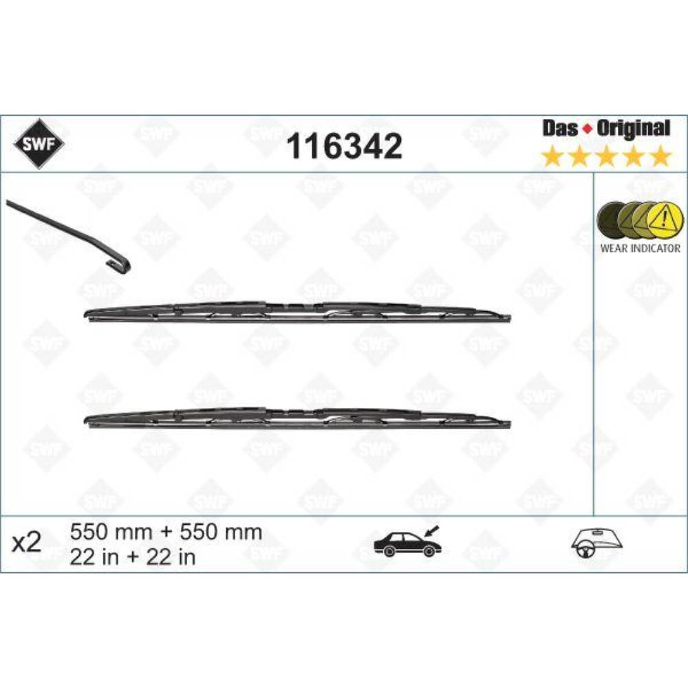 Каркасні двірники SWF Das Original на Audi A4 Avant B6 09.2001-10.2003 original wiper arm
