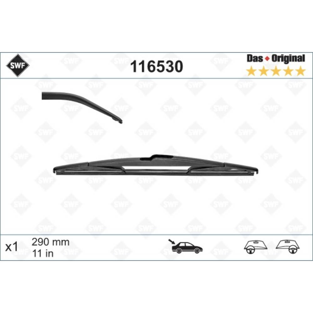 Задняя щетка SWF Rear на Renault Sandero (Stepway) 2, hook wiper arm