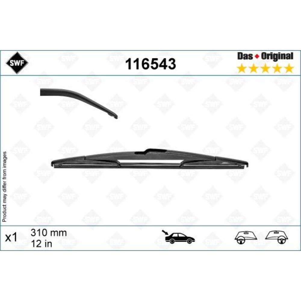 Задняя щетка SWF Rear на Kia Ceed SW 1 ED facelift wagon 09.2009-07.2012 hook wiper arm