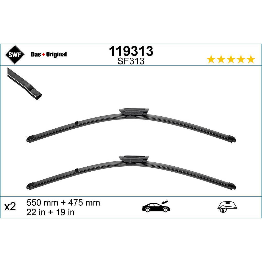 Бескаркасные дворники SWF VisioFlex Original на Renault Logan MCV 2, bayonet wiper arm, wagon