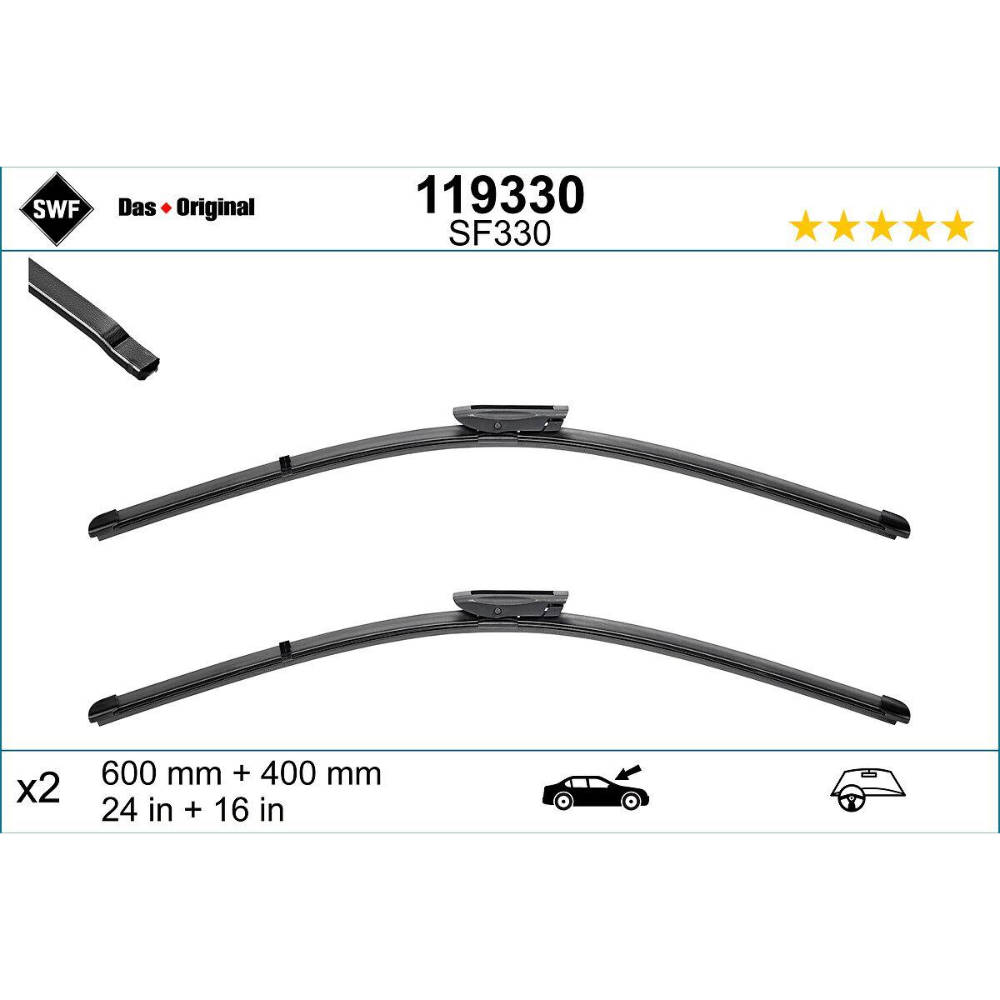 Безкаркасні двірники SWF VisioFlex Original на Renault Megane 3 EZ cabrio, bayonet wiper arm