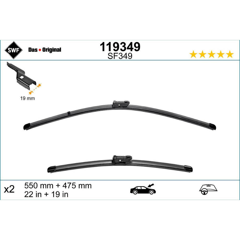 Безкаркасні двірники SWF VisioFlex Original на Mercedes GLK X204 facelift 02.2014-12.2015 push button wiper arm