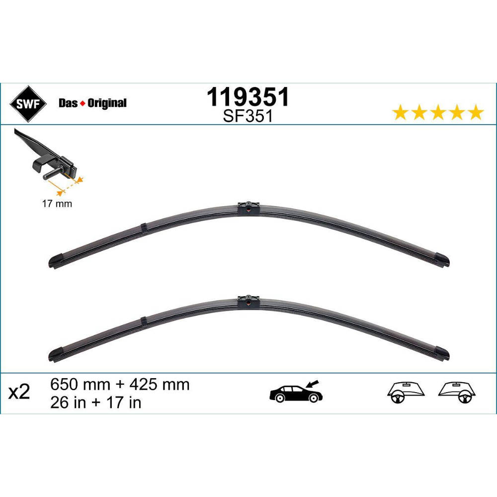 Бескаркасные дворники SWF VisioFlex Original на BMW 6 series F12, F13