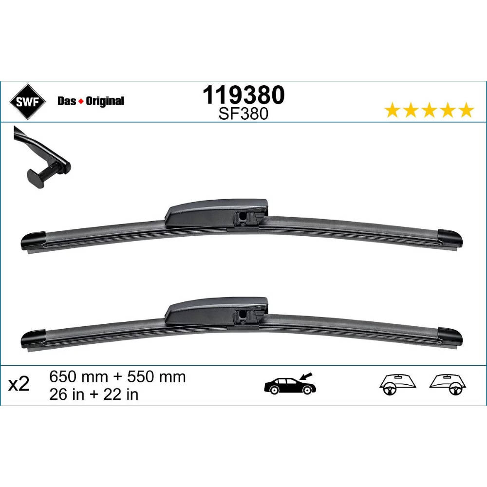 Бескаркасные дворники SWF VisioFlex Original на Renault Scenic 2 JM 05.2003-11.2004 original wiper arm