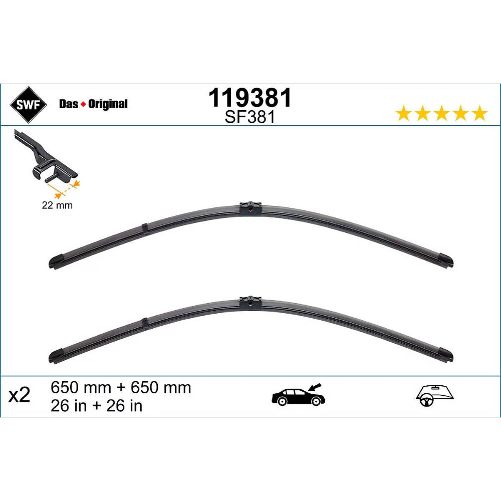Бескаркасные дворники SWF VisioFlex Original на Porsche Cayenne 1 955, 9PA