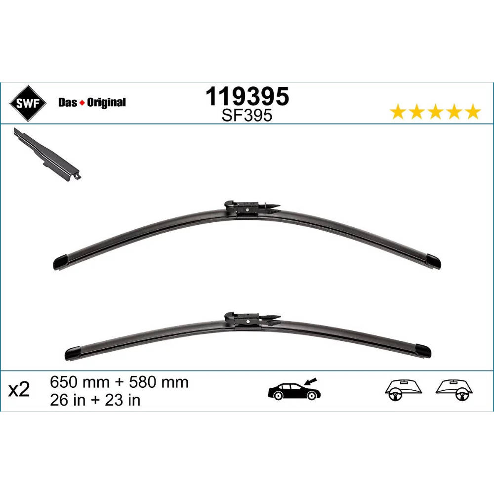Безкаркасні двірники SWF VisioFlex Original на Mercedes B class W245
