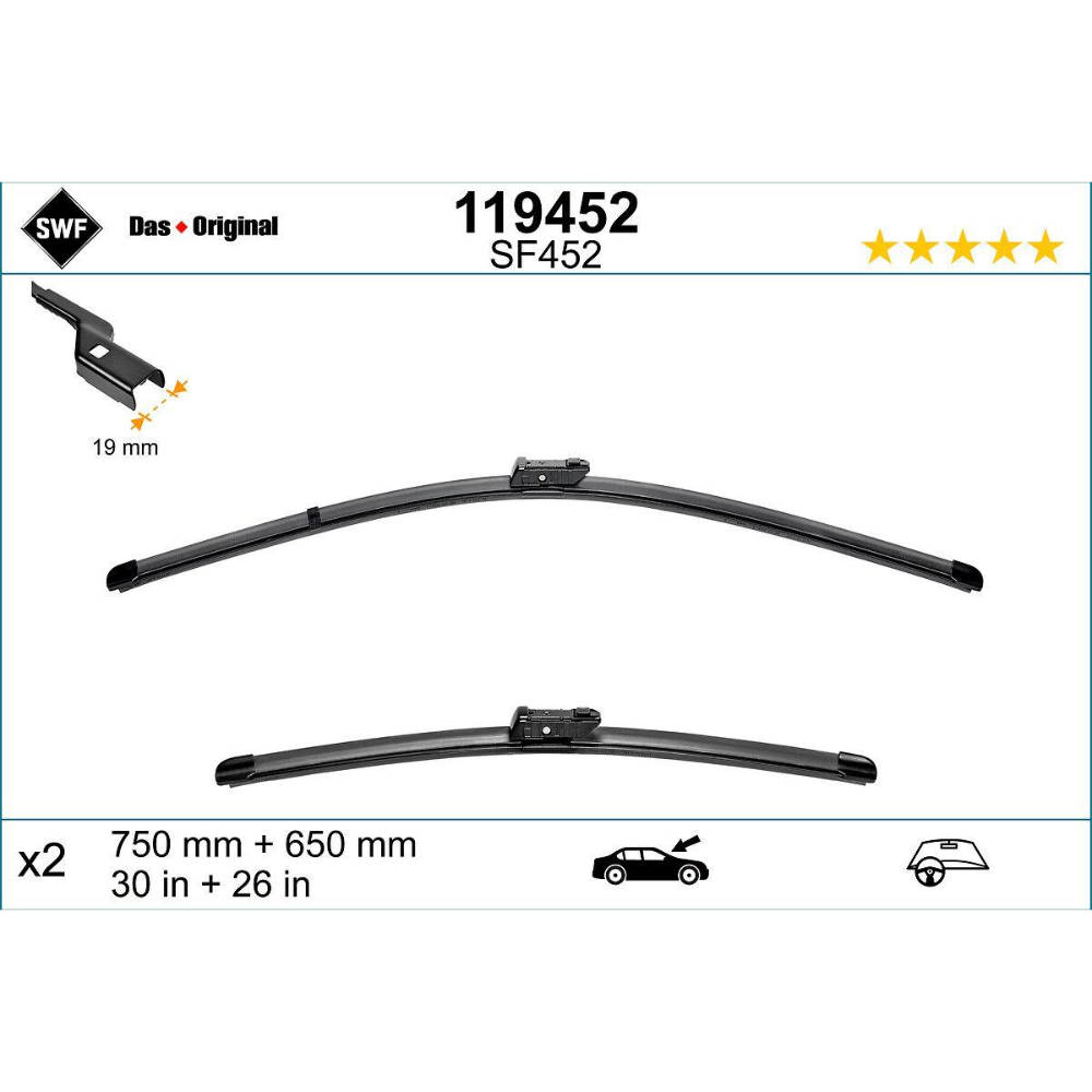 Бескаркасные дворники SWF VisioFlex Original на Ford Galaxy 3 WM facelift 12.2008-06.2015 plastic rear wiper