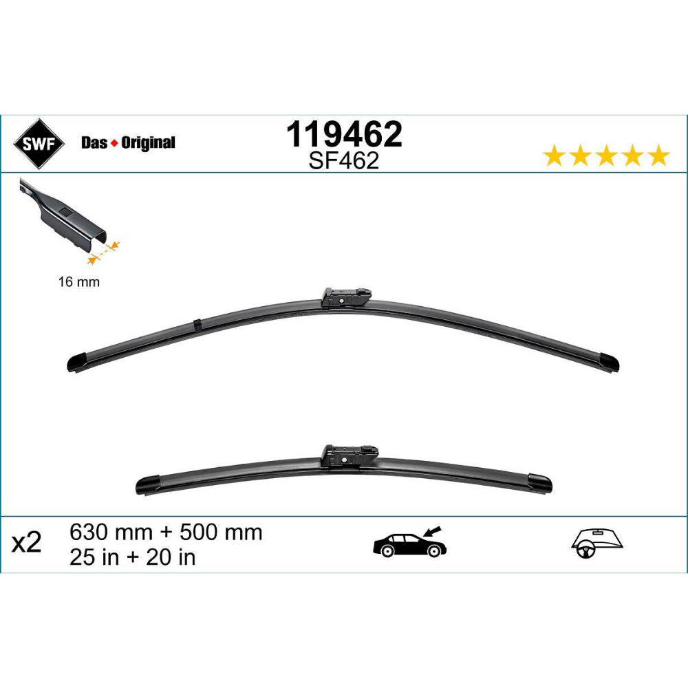 Бескаркасные дворники SWF VisioFlex Original на Porsche Panamera 1 970 facelift 09.2013-08.2016 narrow push button wiper arm