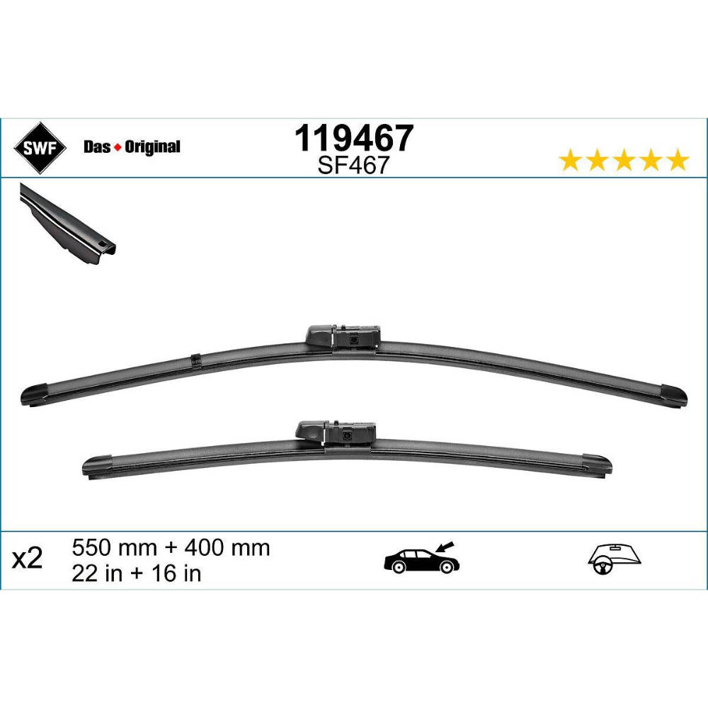 Безкаркасні двірники SWF VisioFlex Original на Ford EcoSport 2 EU original wiper arm