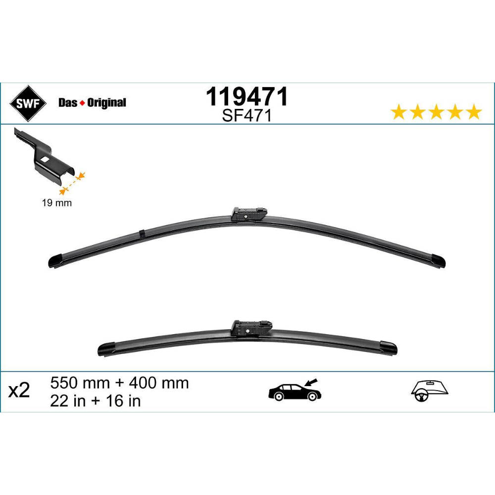 Бескаркасные дворники SWF VisioFlex Original на Ford EcoSport 2 EU push button wiper arm