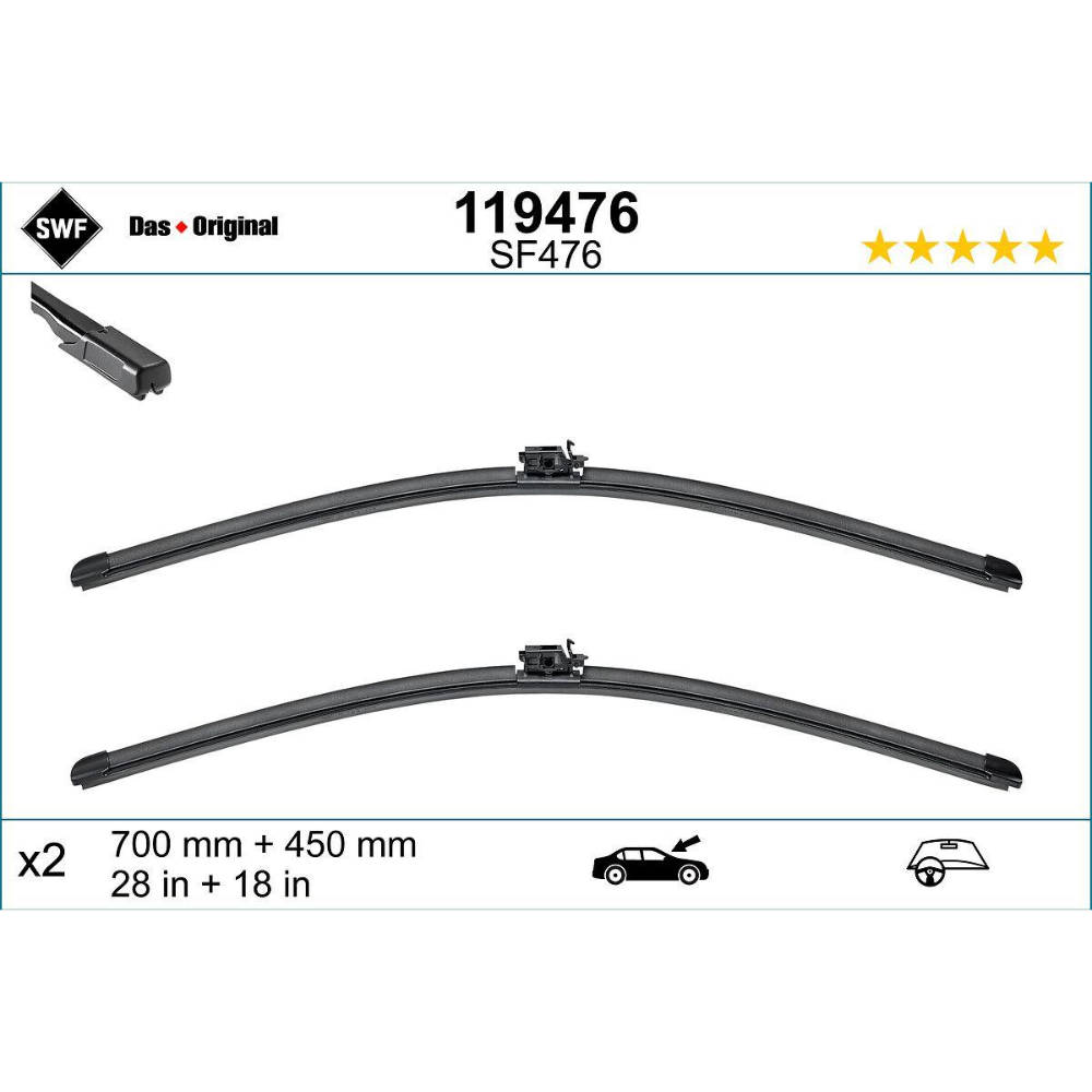 Безкаркасні двірники SWF VisioFlex Original на Mercedes EQV W447