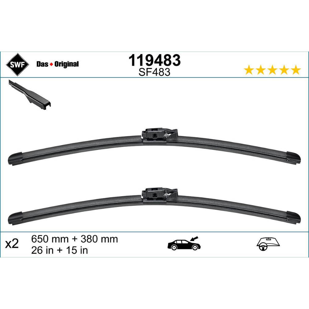 Безкаркасні двірники SWF VisioFlex Original на Renault Captur 1 J5 facelift 03.2016-10.2019 original wiper arm