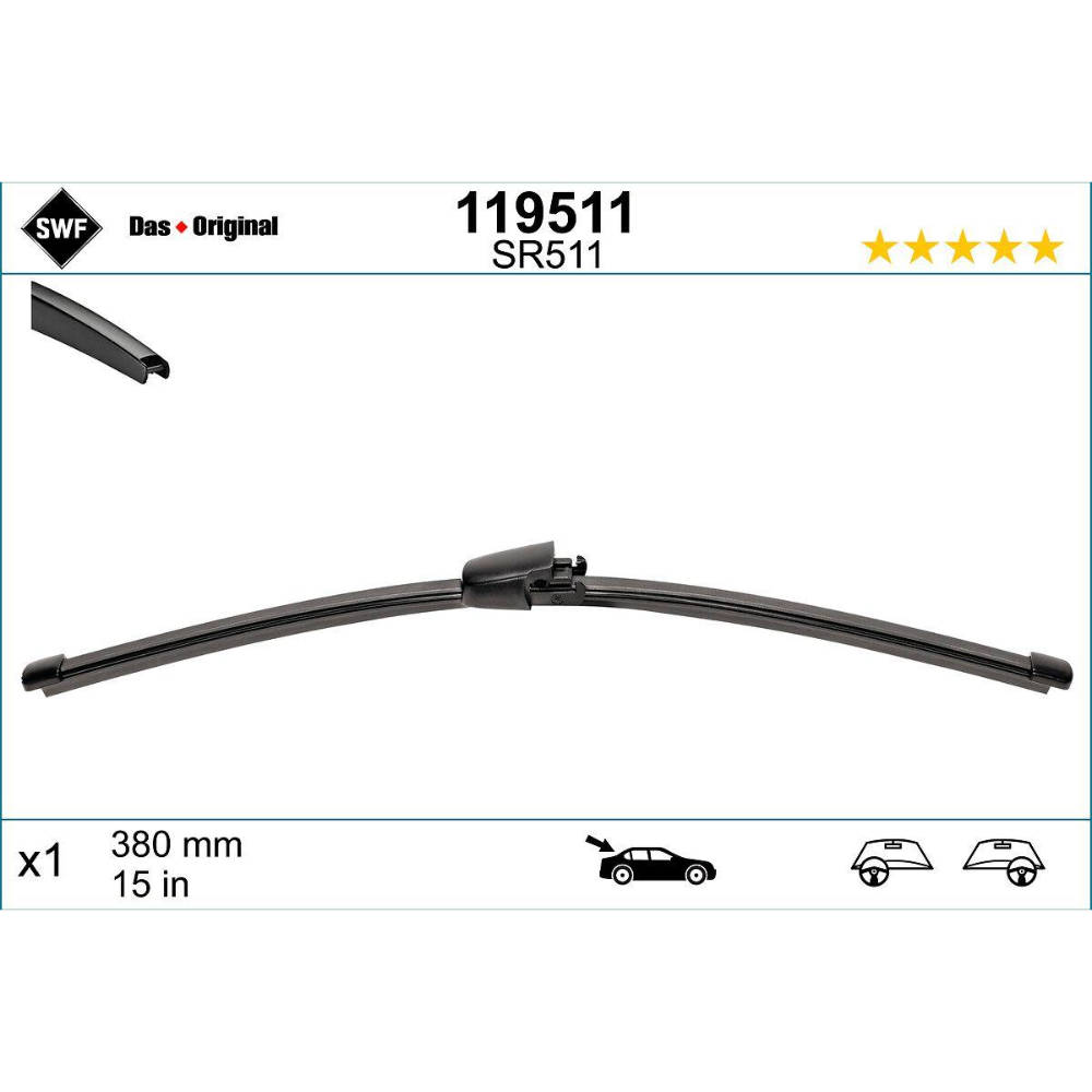 Задняя щетка SWF Rear на BMW X5 E70 11.2006-03.2012 side pin wiper arm