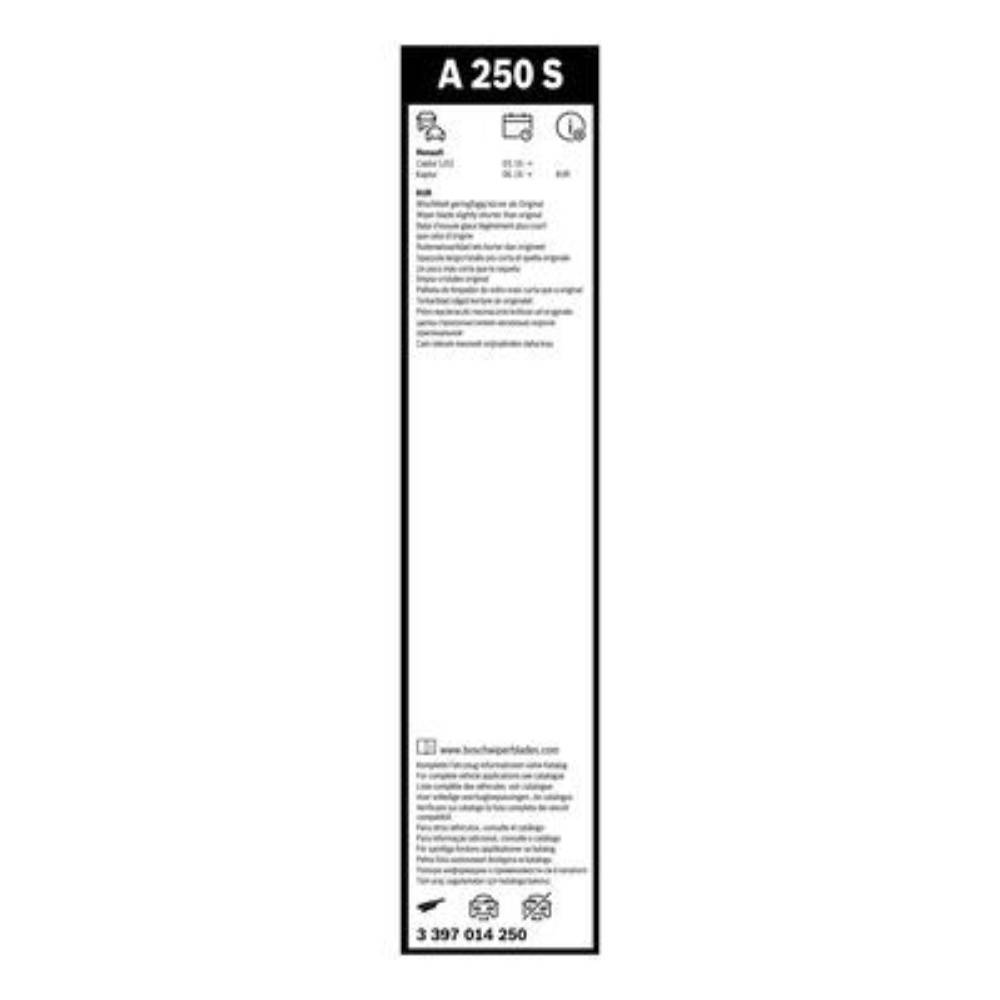 Безкаркасні двірники BOSCH AeroTwin на Renault Captur 1 J5 facelift 03.2016-10.2019 original wiper arm