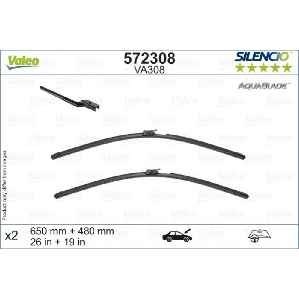 Безкаркасні двірники VALEO Aqua Blade на Volvo XC60 2 with built-in washer, heated