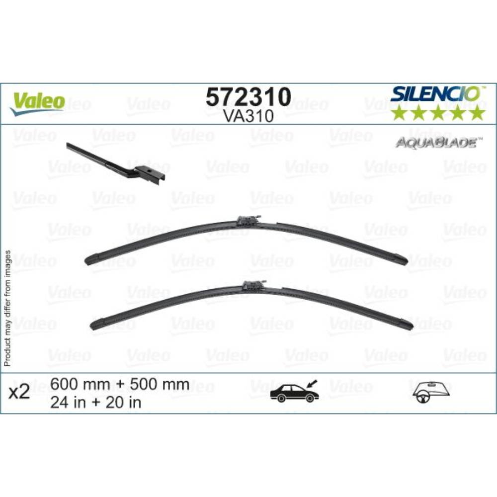 Бескаркасные дворники VALEO Aqua Blade на Volvo V60 2 wagon with built-in washer