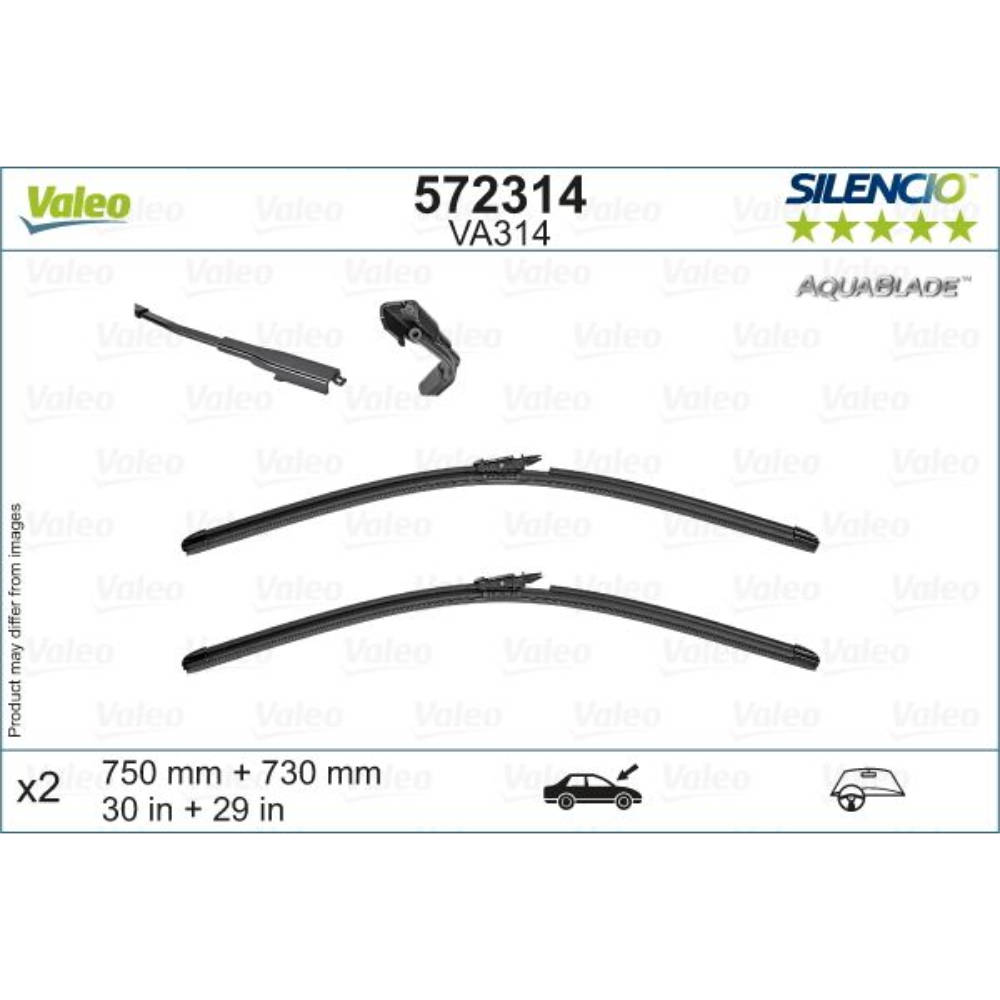 Бескаркасные дворники VALEO Aqua Blade на Ford Galaxy 4 CD390 facelift 07.2018- with built-in washer