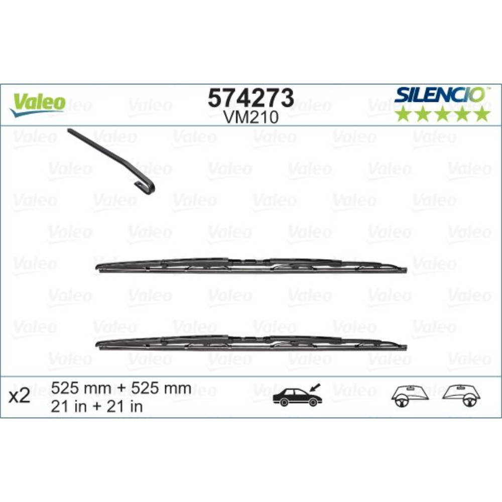 Каркасні двірники VALEO Silencio Convertional на Land Rover Discovery 2 LT, LJ