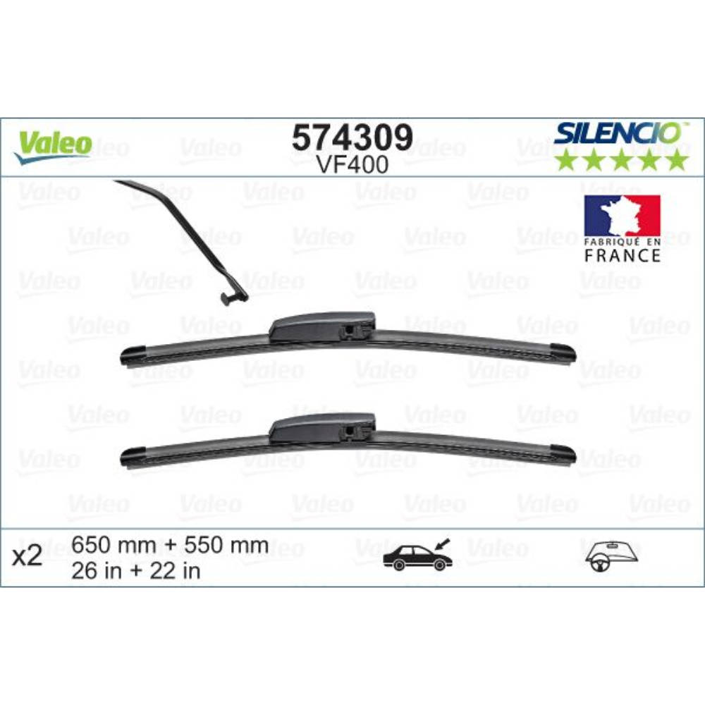 Безкаркасні двірники VALEO Silencio Flat на Renault Grand Scenic 2 JM 05.2003-11.2004 original wiper arm