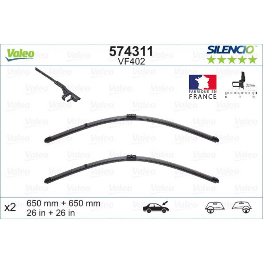 Безкаркасні двірники VALEO Silencio Flat на Volkswagen Touareg 1 7LA