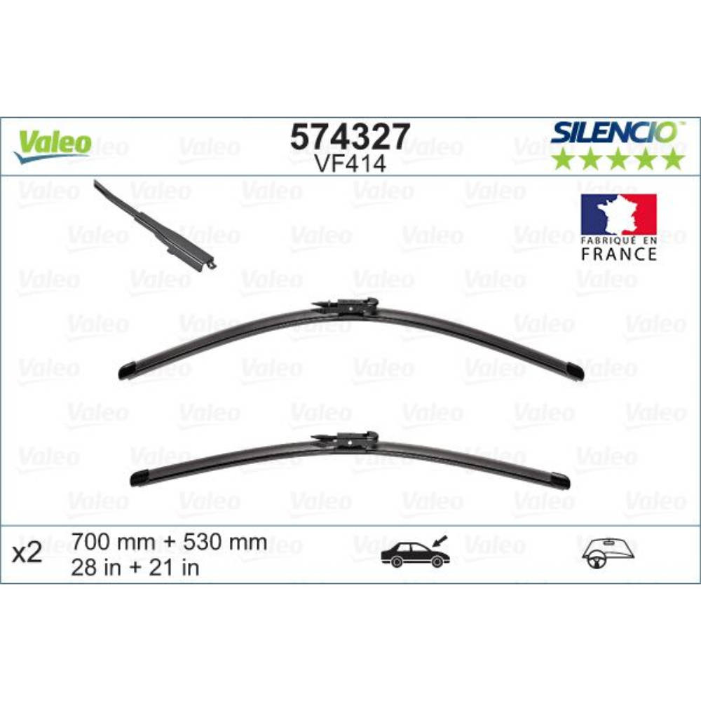 Безкаркасні двірники VALEO Silencio Flat на Mercedes ML class 2 W164