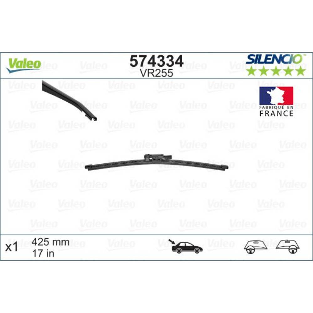 Задняя щетка VALEO Silencio Rear на Range Rover  4 LG facelift 09.2016-2021 original wiper arm, flat rear wiper