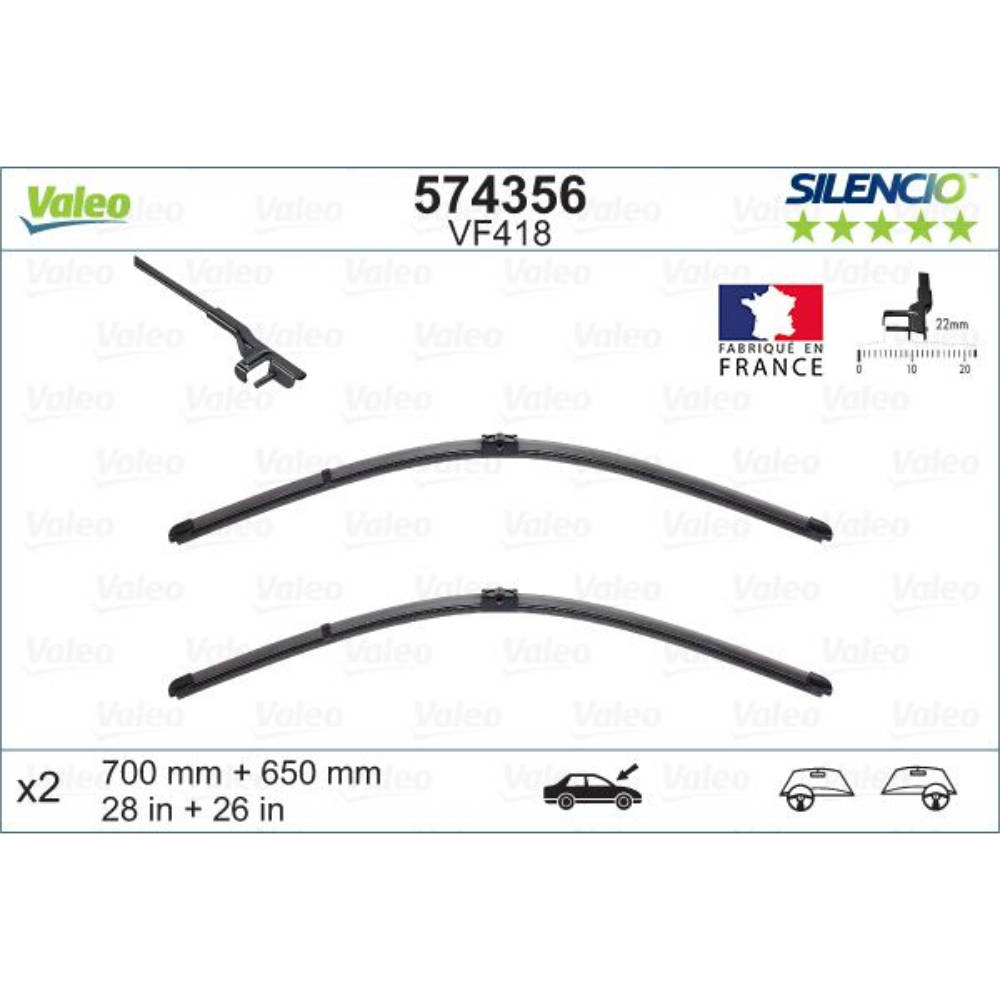 Бескаркасные дворники VALEO Silencio Flat на Renault Modus FP, JP 06.2005-12.2015 rear wiper 300 mm