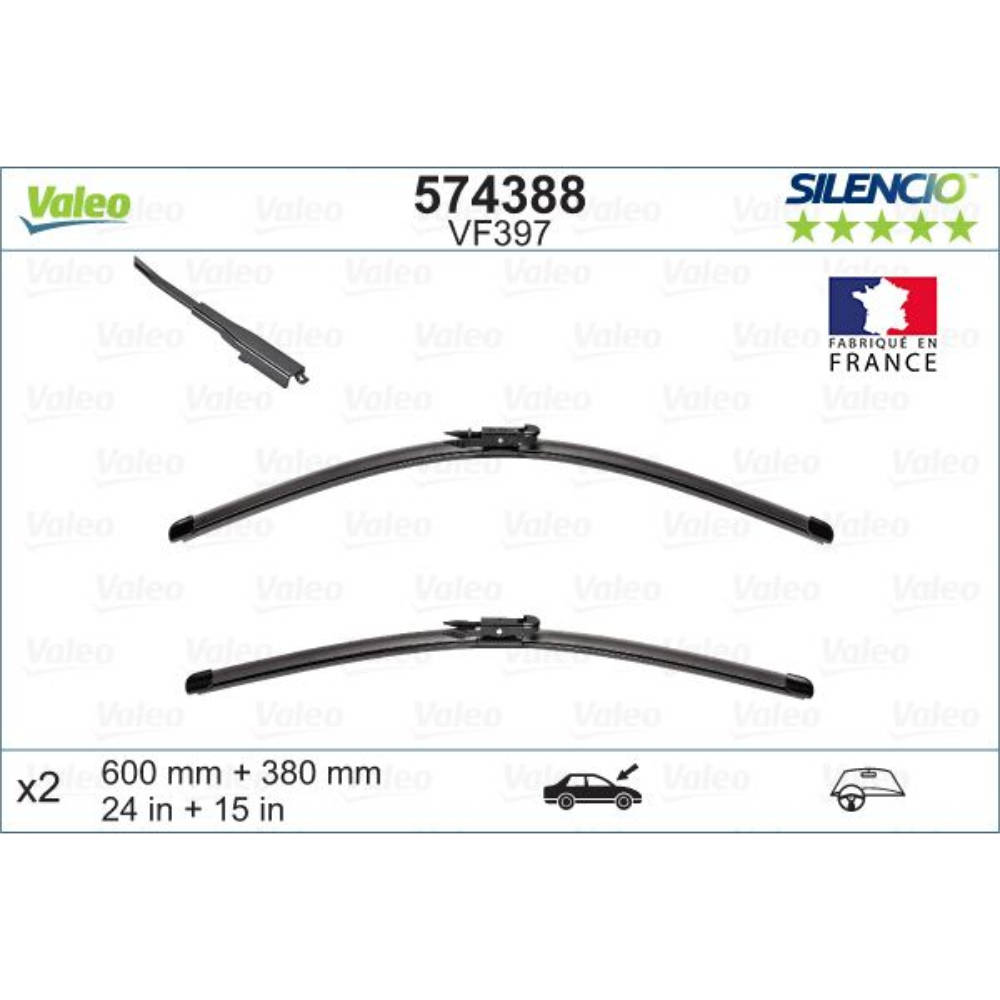 Бескаркасные дворники VALEO Silencio Flat на Fiat Panda 4 312