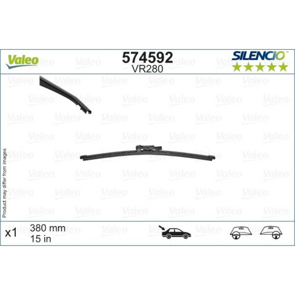 Задняя щетка VALEO Silencio Rear на Range Rover Sport 2 LW 09.2013-07.2015 metal rear wiper, hook front wiper arm