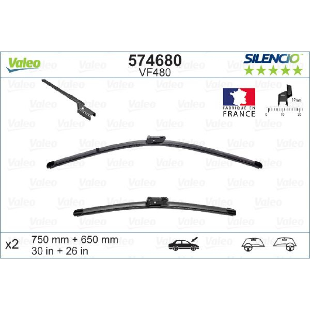 Бескаркасные дворники VALEO Silencio Flat на Ford Galaxy 3 WM 03.2006-11.2008 metal rear wiper