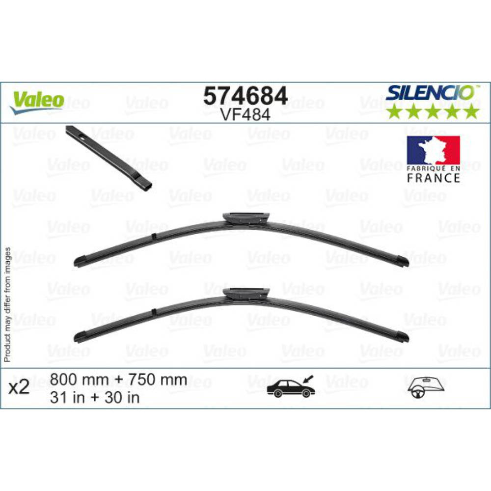 Безкаркасні двірники VALEO Silencio Flat на Citroen C4 Grand Picasso B58 04.2008-08.2013 facelift bayonet wiper arm