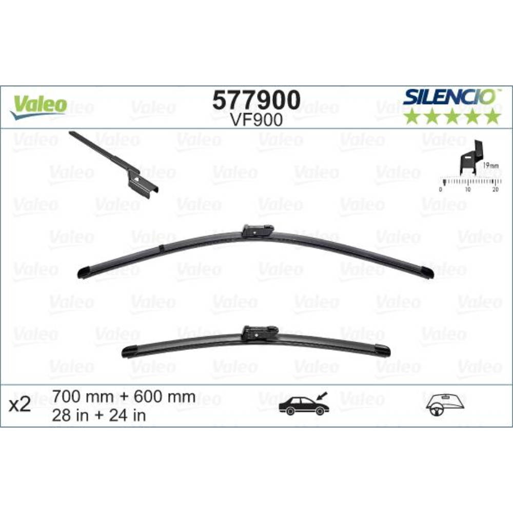 Безкаркасні двірники VALEO Silencio Flat на Chevrolet Cruze 2 J400 hatchback