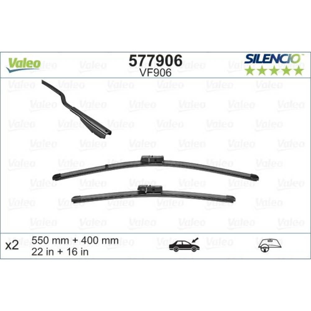 Бескаркасные дворники VALEO Silencio Flat на Ford EcoSport 2 EU original wiper arm