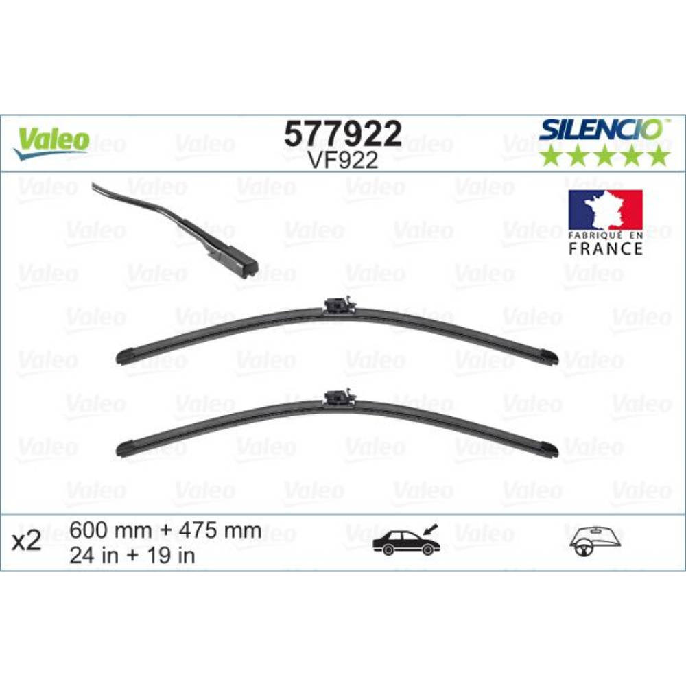Безкаркасні двірники VALEO Silencio Flat на Mercedes CLA class 1 X117 shooting brake facelift 08.2015-03.2019 original wiper arm