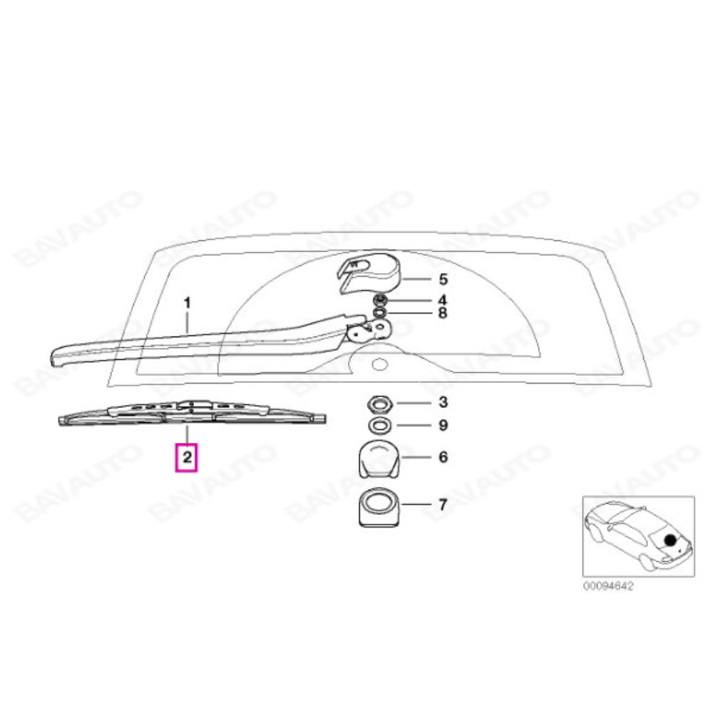 Задняя щетка BMW OEM на BMW 3 series E46 touring