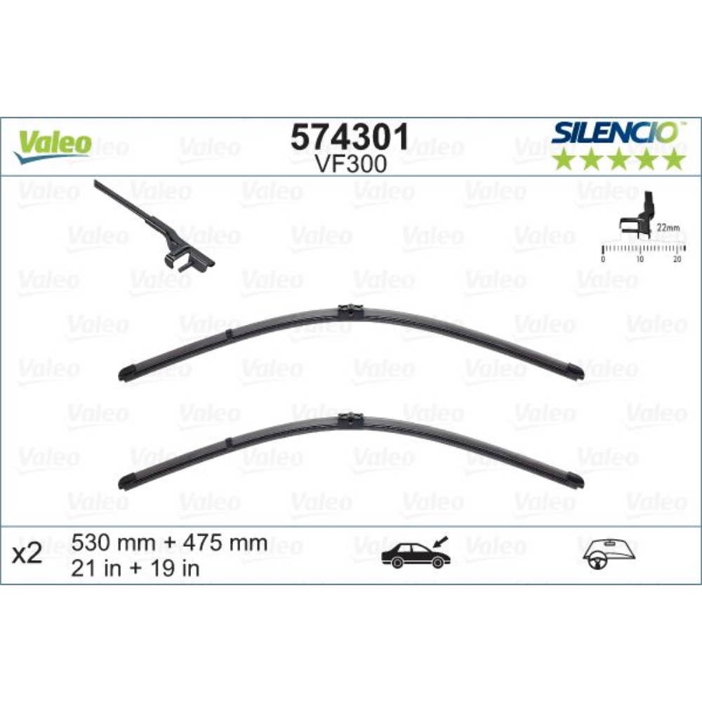 Безкаркасні двірники VALEO Silencio Flat на Volkswagen Bora A4, 1J2 06.2002-05.2005 side pin wiper arm