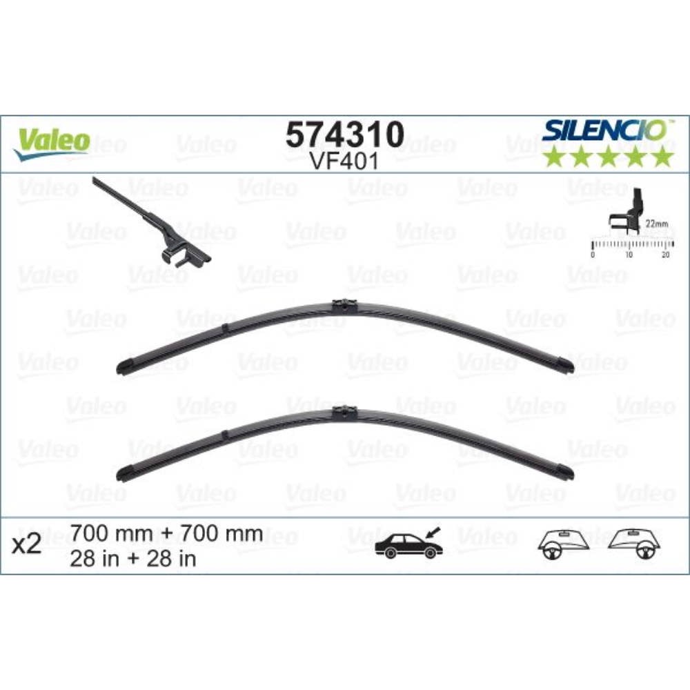 Безкаркасні двірники VALEO Silencio Flat на Peugeot 407 SW Station Wagon D2